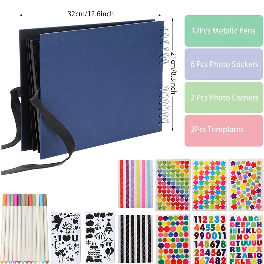 Amazon.com: AIOR Scrapbook Photo Album 12.6 x 8.3 Inch 80